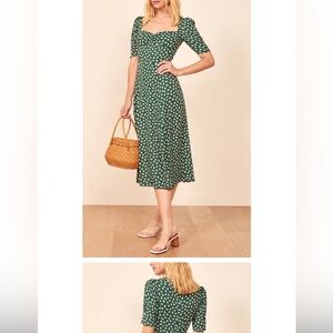 Reformation green floral printed dress
